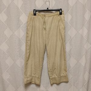 L.L. Bean Tan Capris Women's Size 8 Petite Linen Cotton Blend